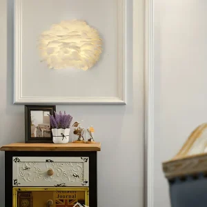 Applique murale moderne en plumes blanches, décoration de la maison, éclairage d'ambiance, pour salon, chambre à coucher C...
