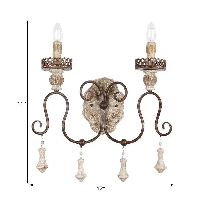 Applique murale en métal bronze antique à 1/2 lumières de style bougie pour chambre à coucher Clearhalo