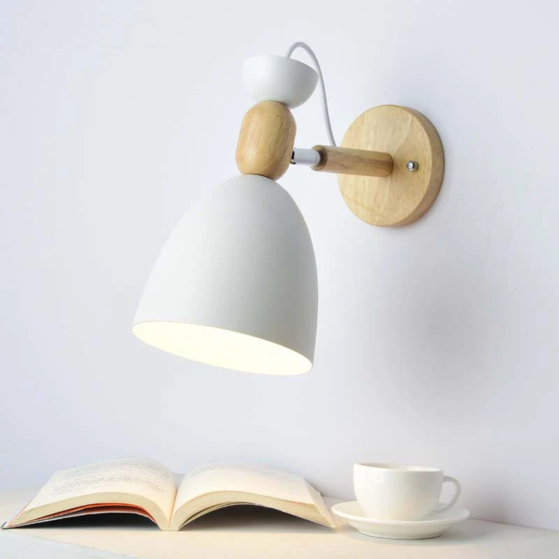 Applique murale en métal pour chambre d'enfant, abat-jour pivotant, 1 ampoule, applique de lecture Macaron avec déco en bo...