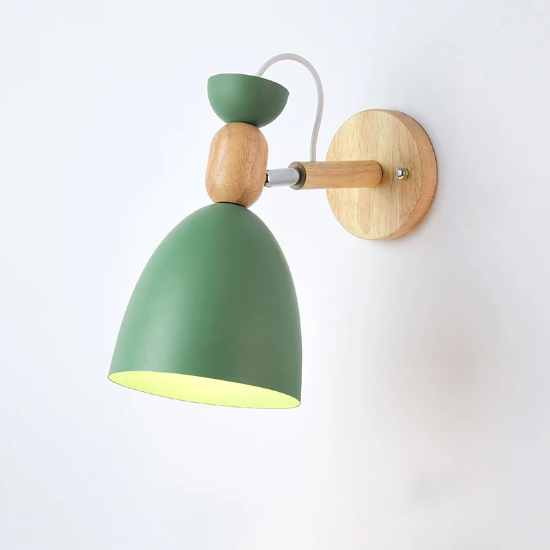 Applique murale en métal pour chambre d'enfant, abat-jour pivotant, 1 ampoule, applique de lecture Macaron avec déco en bo...