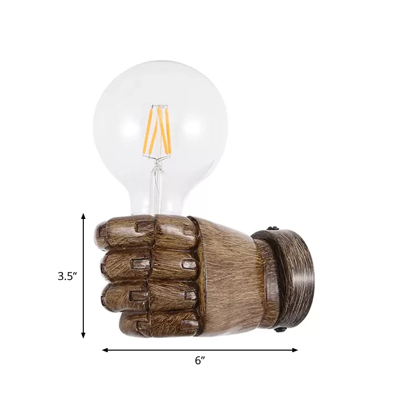 Applique murale nordique en bois clair, poing gauche/droite, 1 ampoule, en résine, pour Restaurant Clearhalo