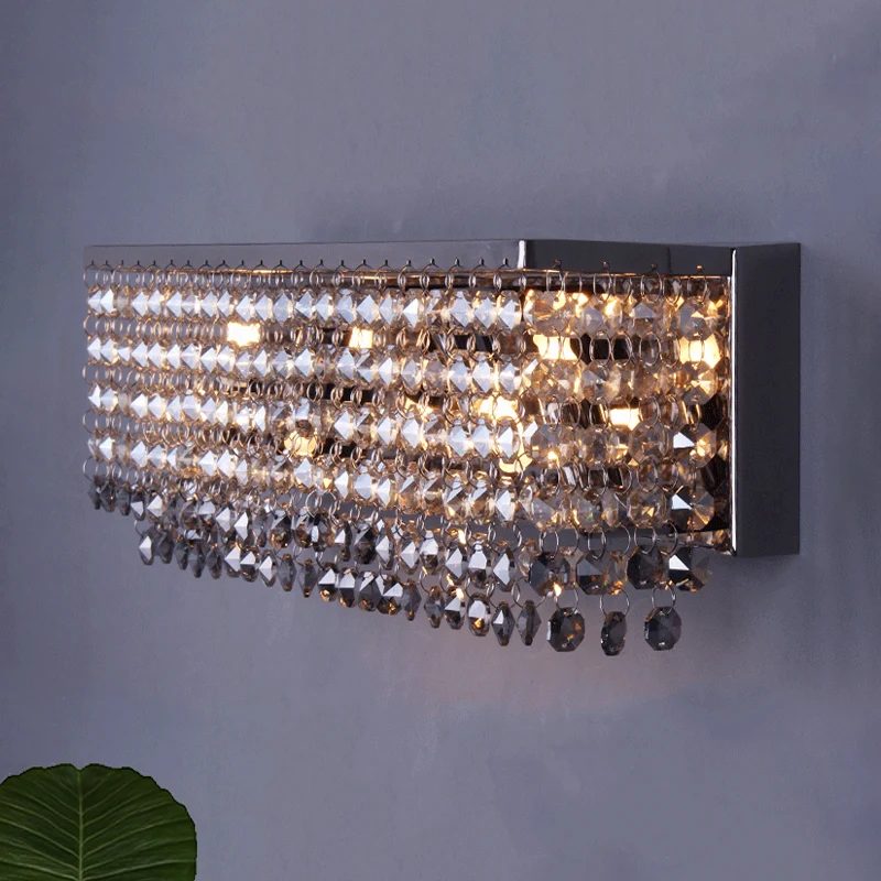 Applique murale octogonale en cristal chromé rectangulaire, 3/4 ampoules, luminaire contemporain Clearhalo