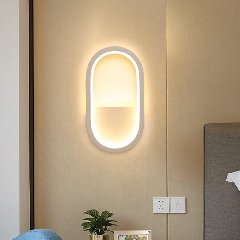 Applique murale ovale contemporaine en acrylique noir/blanc LED en lumière chaude/blanche Clearhalo