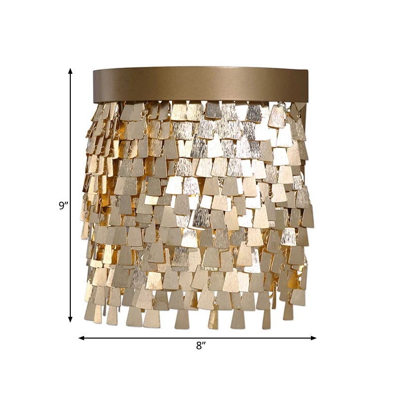 Applique murale à paillettes à 2 lumières, finition dorée moderniste, applique murale encastrée en aluminium Clearhalo