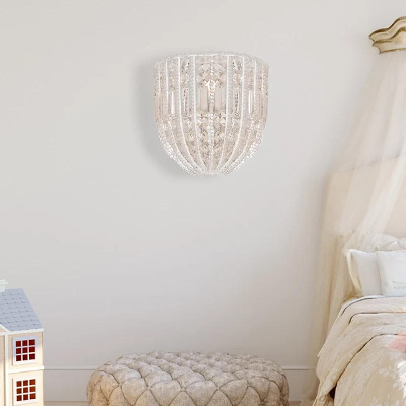 Applique murale perlée de style contemporain en cristal clair à 1 tête pour salon Clearhalo