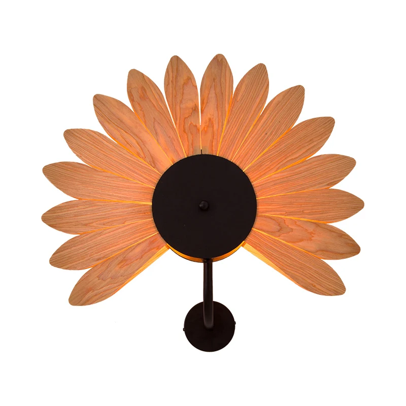Applique murale en placage de bois faite à la main, moderne et élégante, 1 lumière, finition noire, pour Restaurant Clearhalo