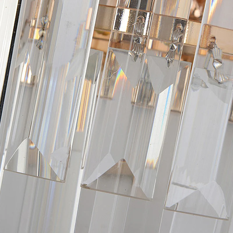 Applique murale à plusieurs niveaux, bloc de cristal moderne, 4 têtes, applique dorée pour chambre à coucher Clearhalo
