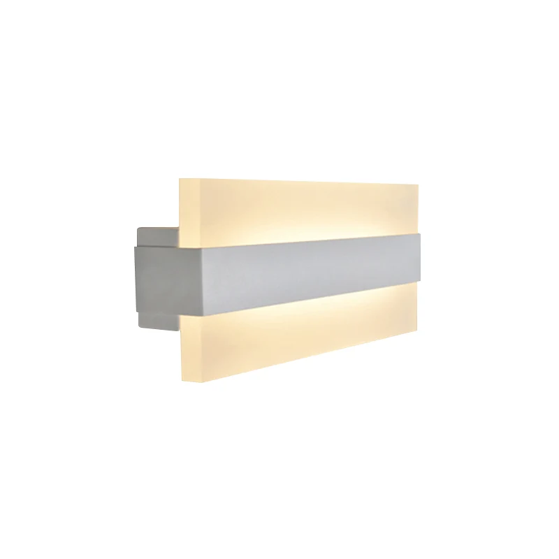 Applique murale rectangulaire en acrylique de 9 pouces de large, luminaire LED blanc Simple pour chambre à coucher Clearhalo