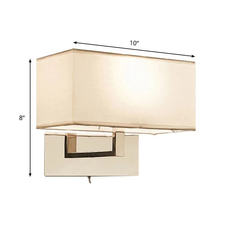 Applique murale rectangulaire blanche, éclairage moderniste en tissu LED, luminaire mural pour chambre à coucher Clearhalo