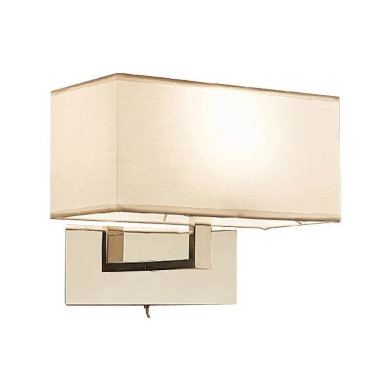 Applique murale rectangulaire blanche, éclairage moderniste en tissu LED, luminaire mural pour chambre à coucher Clearhalo