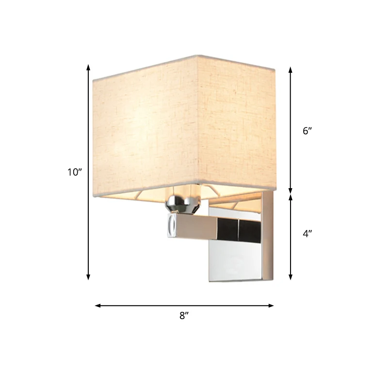 Applique murale rectangulaire éclairage modernisme tissu LED applique murale en Chrome pour chevet Clearhalo