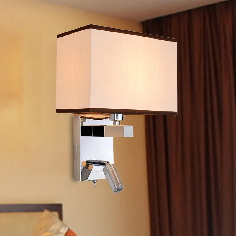 Applique murale rectangulaire contemporaine en tissu LED, éclairage chromé avec spot Clearhalo