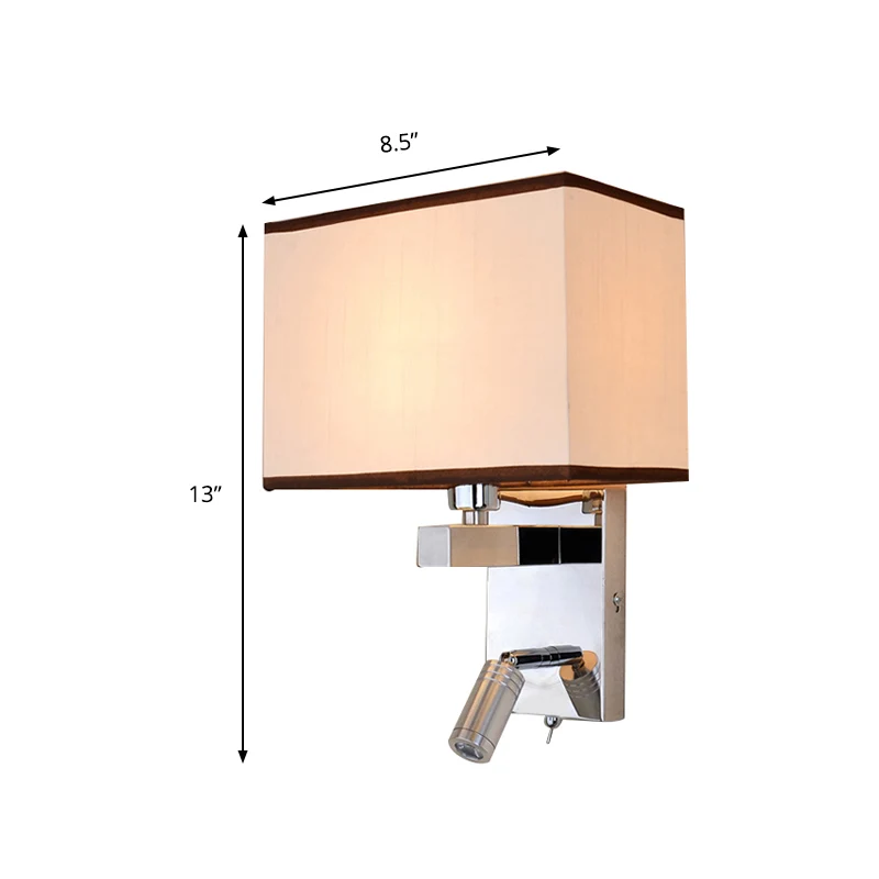 Applique murale rectangulaire contemporaine en tissu LED, éclairage chromé avec spot Clearhalo