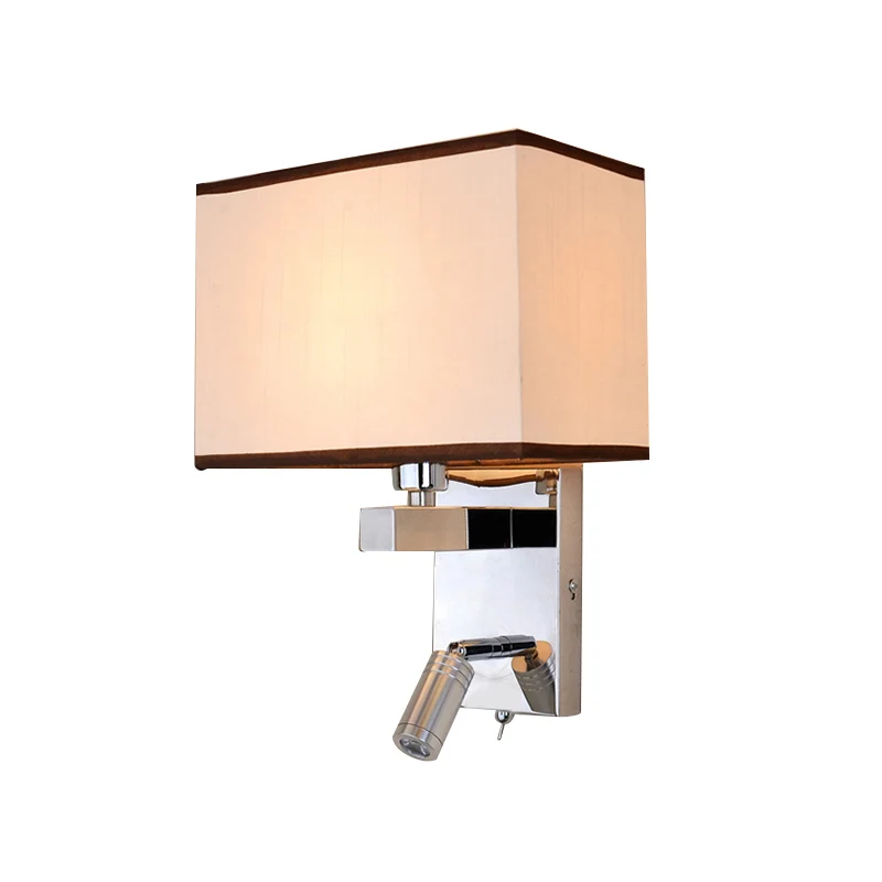 Applique murale rectangulaire contemporaine en tissu LED, éclairage chromé avec spot Clearhalo
