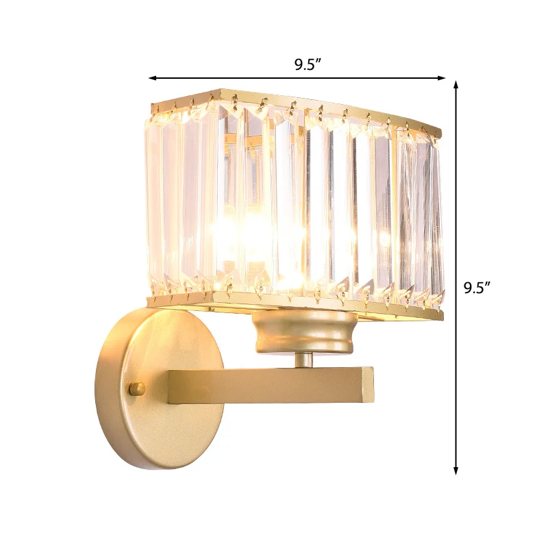 Applique murale rectangulaire en cristal transparent, modernisme, 1 lumière, finition dorée, luminaire mural pour couloir...