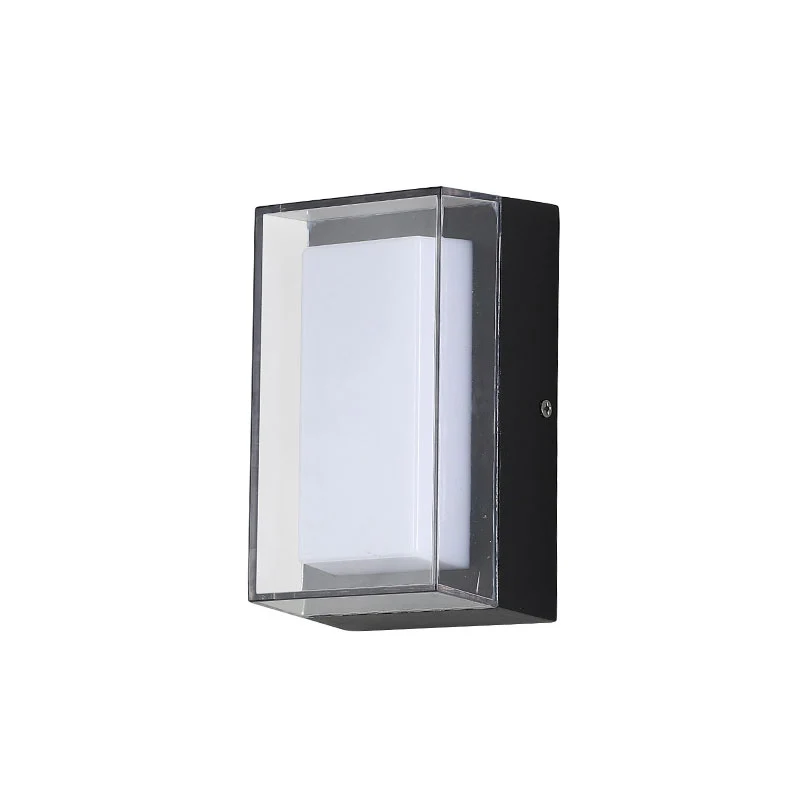 Applique murale rectangulaire d'extérieur à LED, éclairage mural de simplicité métallique, noir Clearhalo