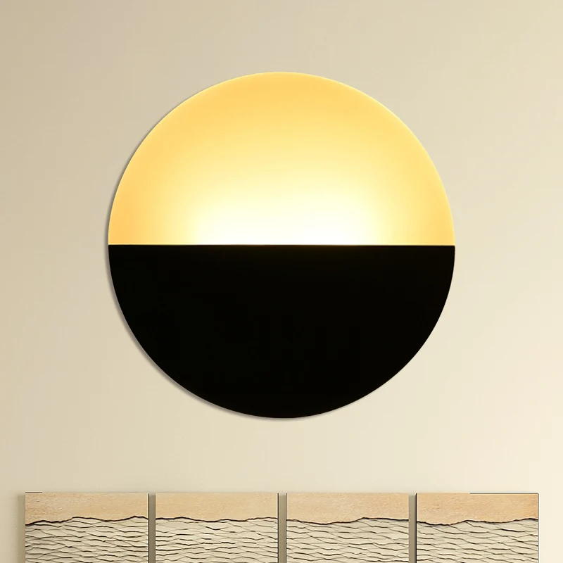 Applique murale ronde en acrylique Simplicity, luminaire mural à LED simple, blanc/noir Clearhalo