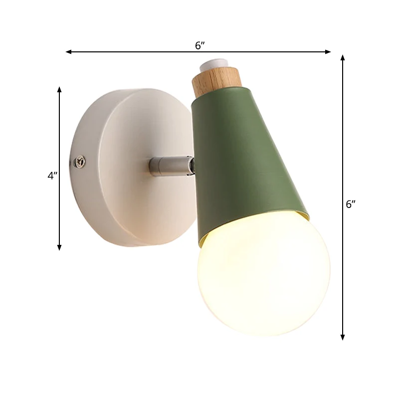 Applique murale rotative en métal à cône doux, couloir de chevet, une lumière, Style nordique Clearhalo