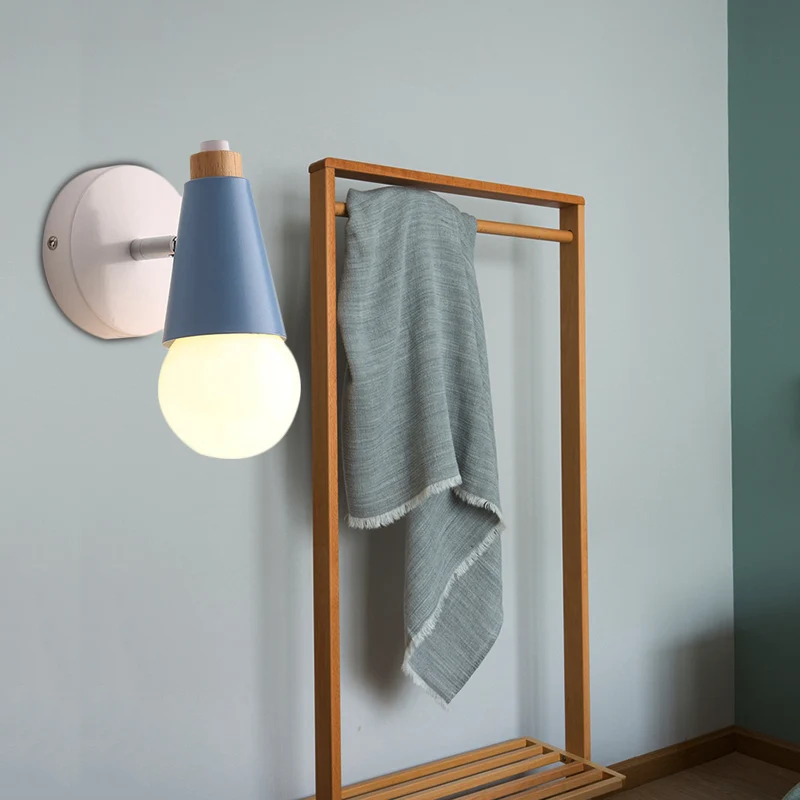 Applique murale rotative en métal à cône doux, couloir de chevet, une lumière, Style nordique Clearhalo