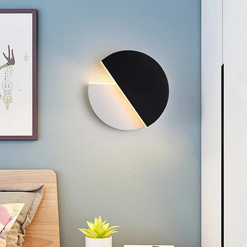 Applique murale rotative nordique LED, luminaires muraux d'intérieur en acrylique en forme de disque rond Clearhalo