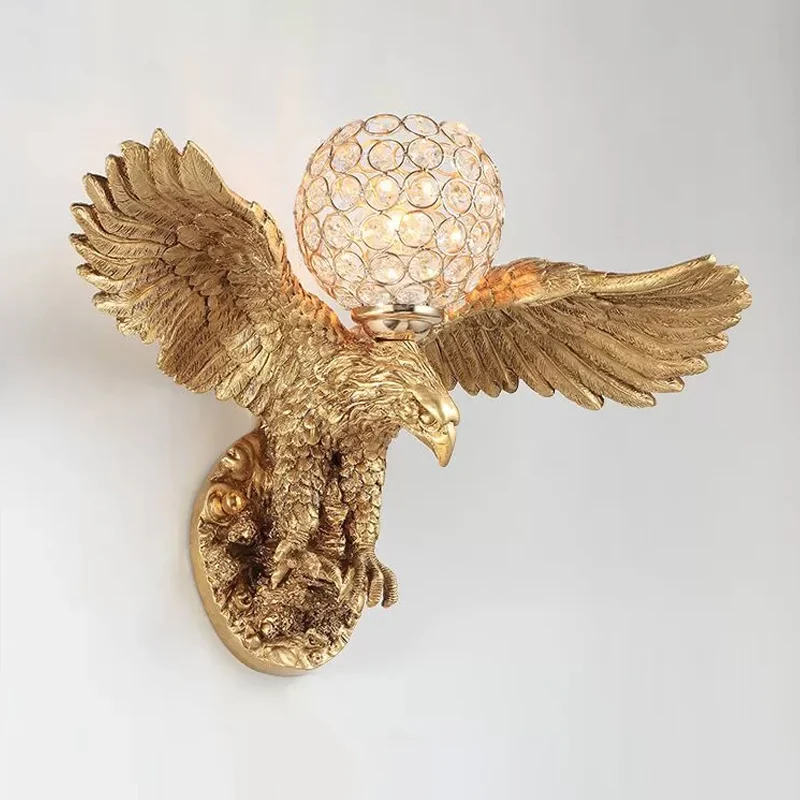 Applique murale en résine rustique à tête unique en forme d'aigle, luminaire décoratif d'intérieur, idéal pour un salon, a...