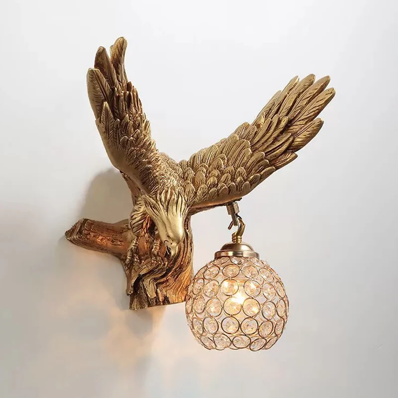 Applique murale en résine rustique à tête unique en forme d'aigle, luminaire décoratif d'intérieur, idéal pour un salon, a...