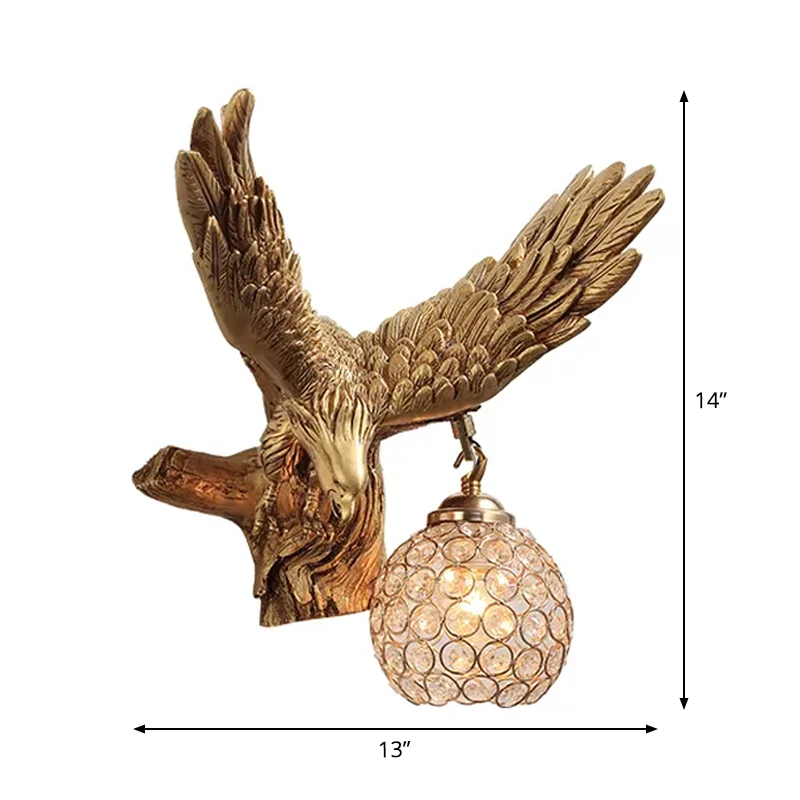 Applique murale en résine rustique à tête unique en forme d'aigle, luminaire décoratif d'intérieur, idéal pour un salon, a...