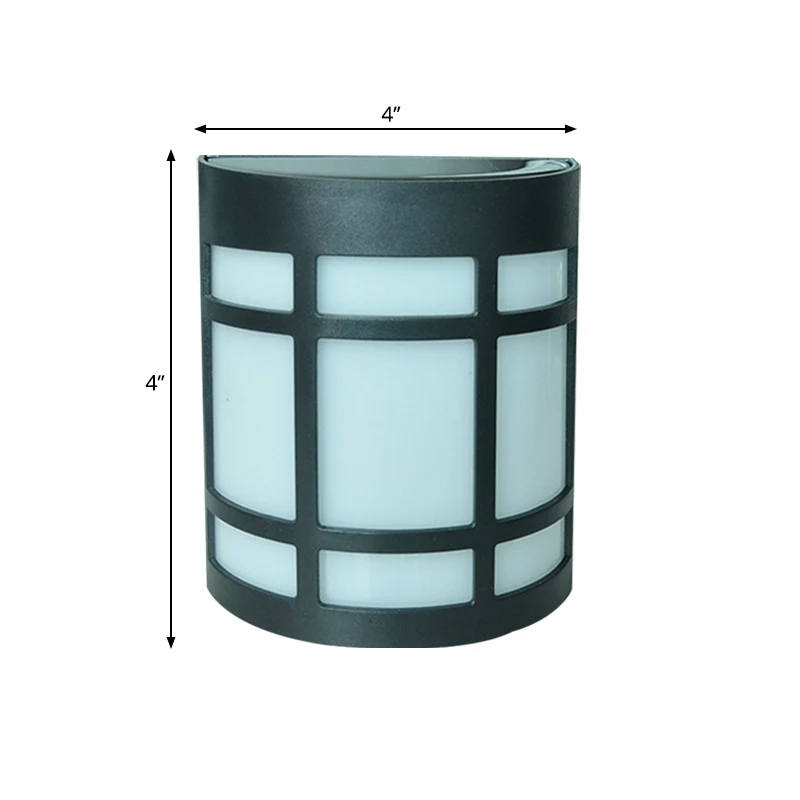 Applique murale rétro semi-cylindre affleurante en plastique pour cour, lampe murale LED RGB avec losange/rectangle/cage e...