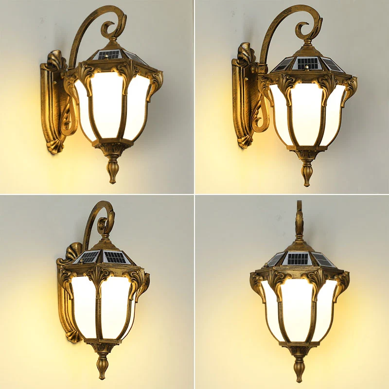 Applique murale solaire LED en verre crème, cloche traditionnelle, pour l'extérieur Clearhalo