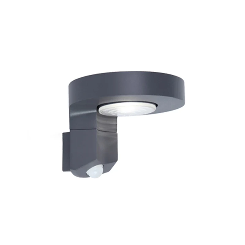 Applique murale solaire ronde à LED, luminaire moderne en métal pour cour, noir Clearhalo