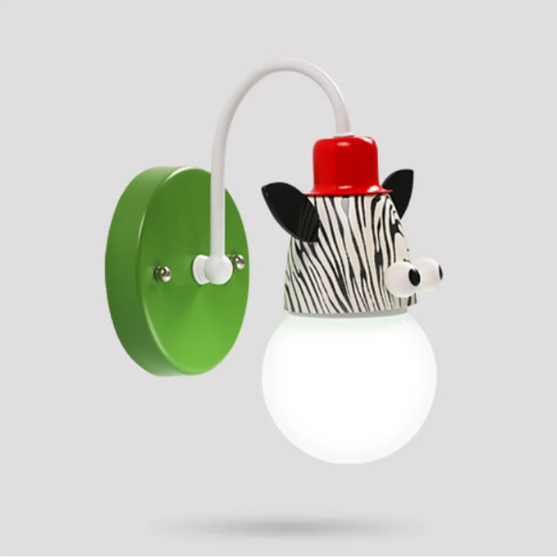 Applique murale sphère de dessin animé en verre opale, lampe murale à ampoule unique avec décor animalier Clearhalo