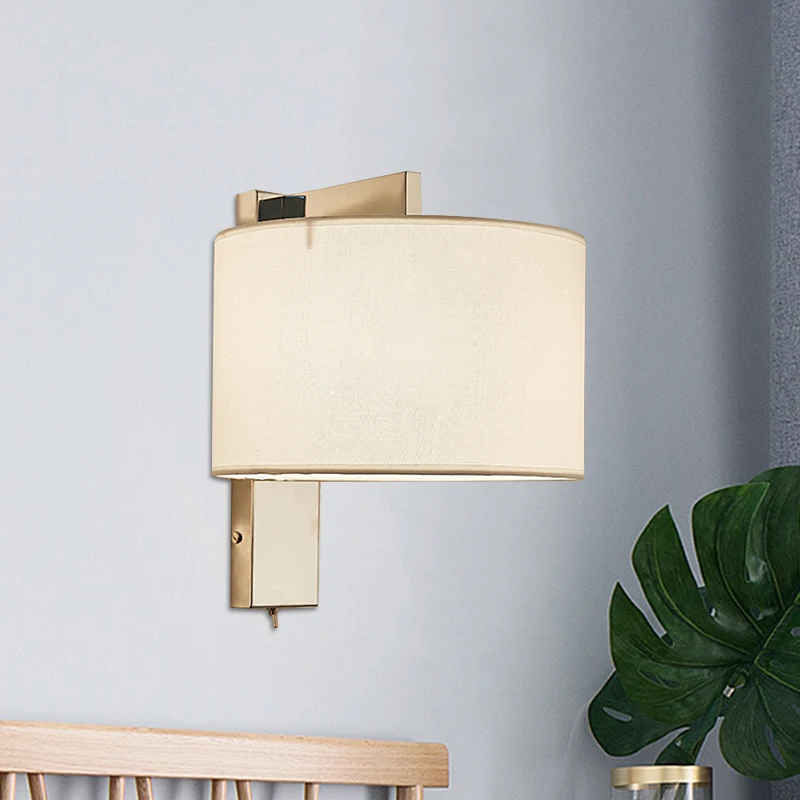 Applique murale à tambour, éclairage moderniste en tissu LED, luminaire mural en blanc/noir pour chevet Clearhalo