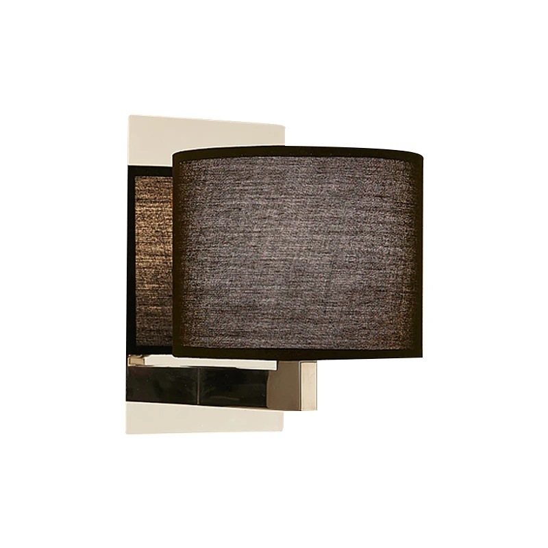 Applique murale à tambour, éclairage moderniste en tissu LED, luminaire mural en blanc/noir pour chevet Clearhalo