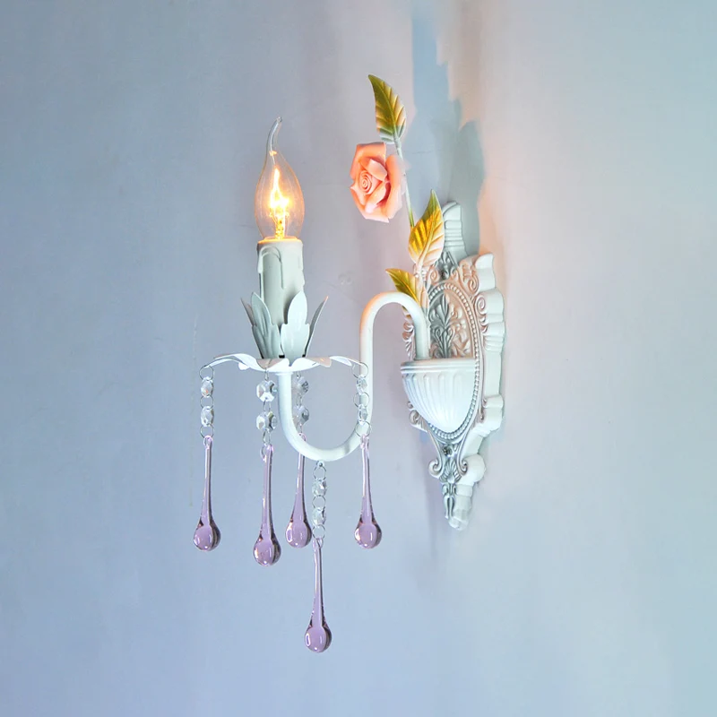 Applique murale traditionnelle à 1 ampoule, chandelier en cristal à facettes, luminaire mural en blanc/vert pour salon Cle...