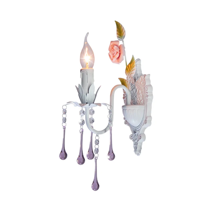 Applique murale traditionnelle à 1 ampoule, chandelier en cristal à facettes, luminaire mural en blanc/vert pour salon Cle...