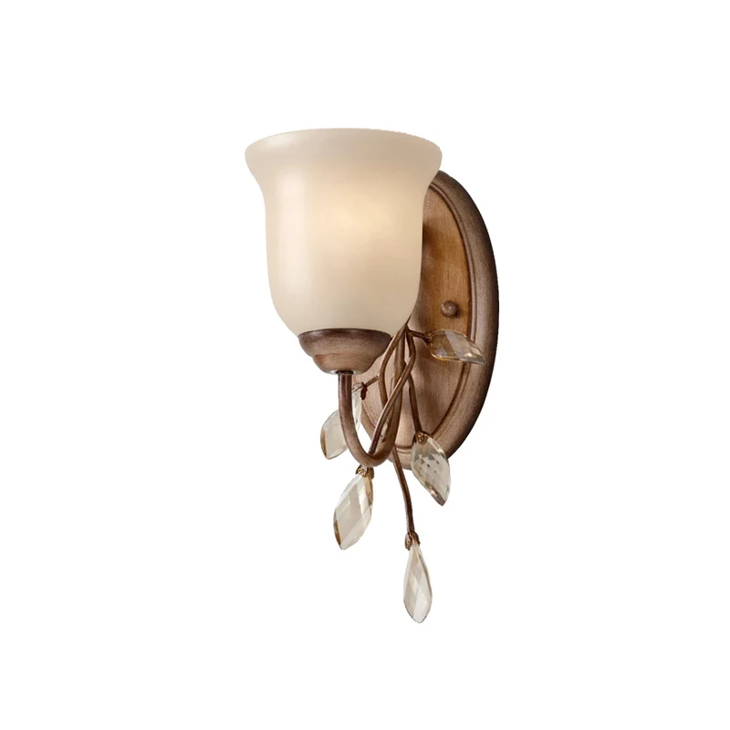 Applique murale traditionnelle en forme de cloche en verre dépoli, 1/2/3 lumières, pour chambre à coucher, avec plaque arr...