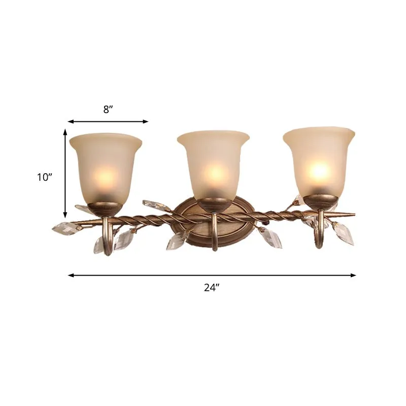 Applique murale traditionnelle en forme de cloche en verre dépoli, 1/2/3 lumières, pour chambre à coucher, avec plaque arr...