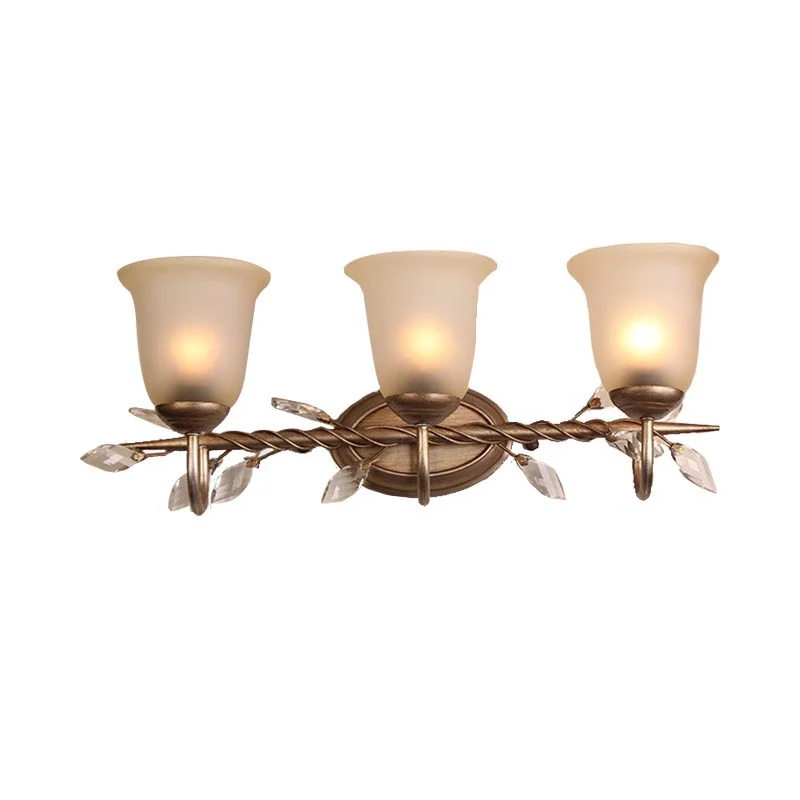 Applique murale traditionnelle en forme de cloche en verre dépoli, 1/2/3 lumières, pour chambre à coucher, avec plaque arr...