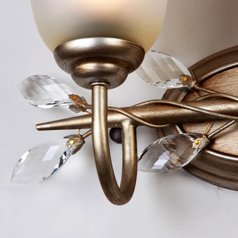 Applique murale traditionnelle en forme de cloche en verre dépoli, 1/2/3 lumières, pour chambre à coucher, avec plaque arr...