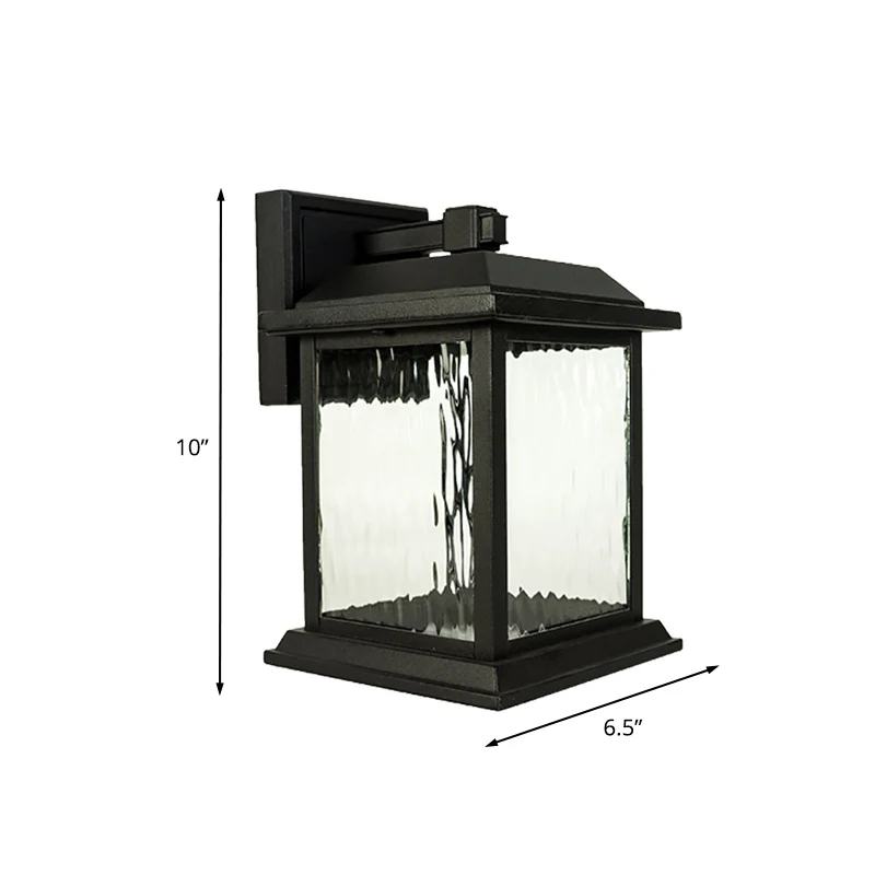Applique murale à 1 tête, cage à oiseaux de campagne, verre ondulé transparent, éclairage mural en noir Clearhalo