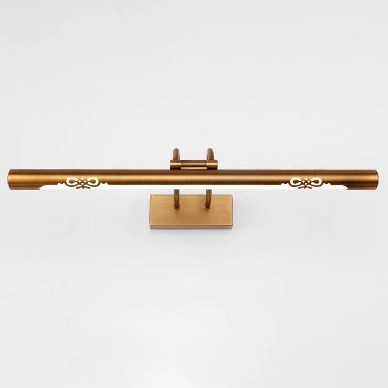 Applique murale à Tube évidé en Bronze, éclairage de vanité LED rotatif en métal traditionnel pour salle de bains Clearhalo