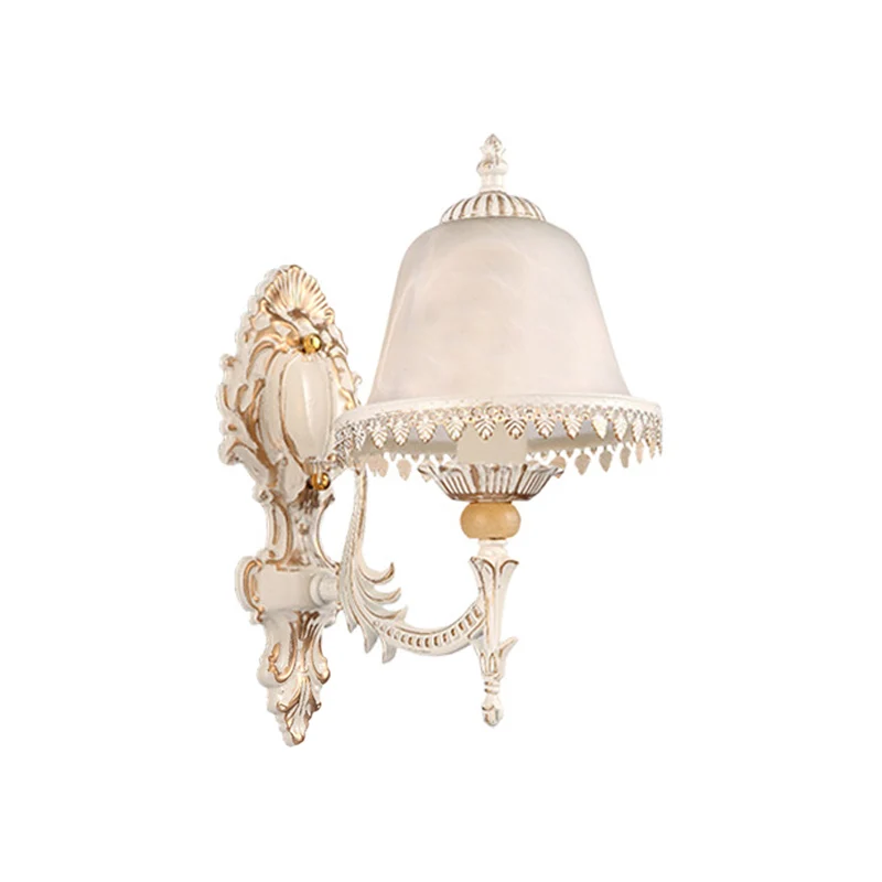 Applique murale en verre blanc givré à ampoule unique, luminaire mural Vintage en forme de cloche Beige pour chambre à cou...