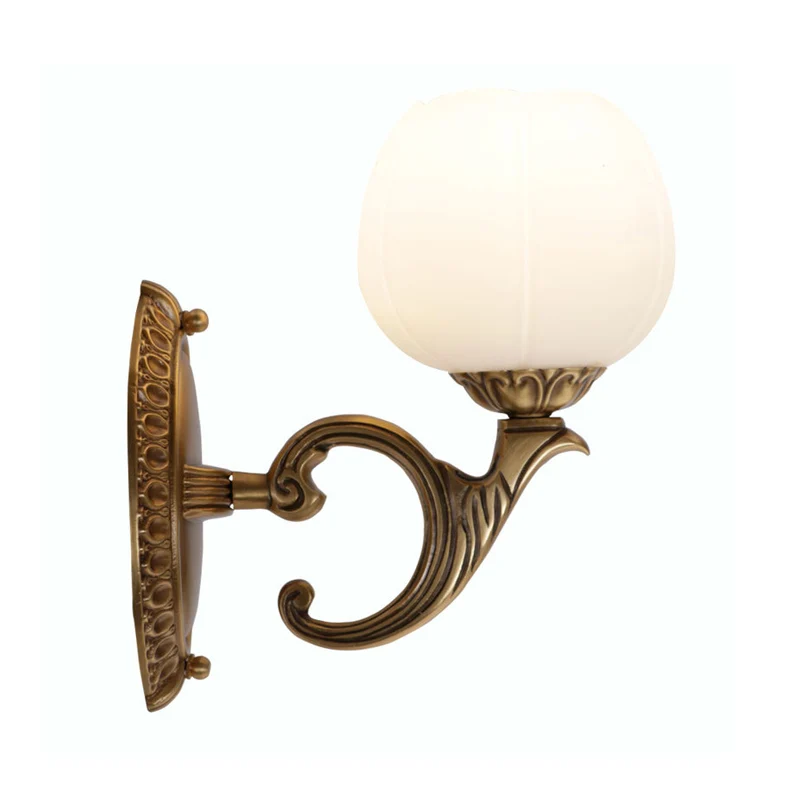Applique murale en verre blanc à 1 tête, luminaire décoratif de Surface pour salon de thé en laiton fleuri Clearhalo