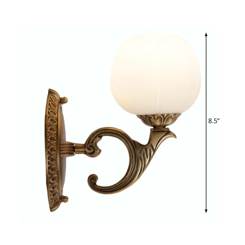 Applique murale en verre blanc à 1 tête, luminaire décoratif de Surface pour salon de thé en laiton fleuri Clearhalo