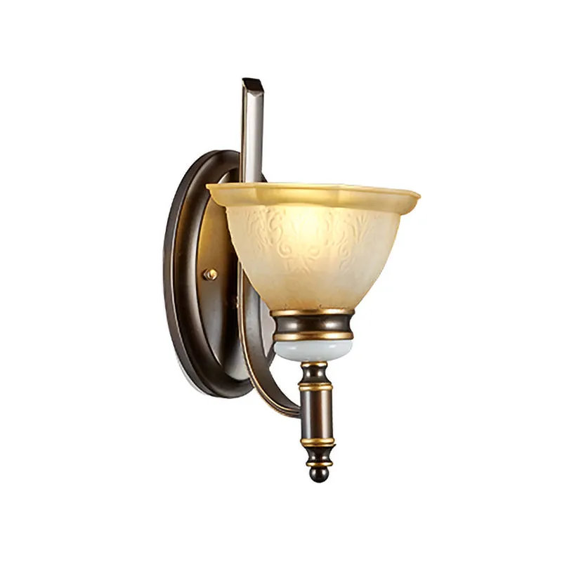 Applique murale en verre dépoli à bras courbé Traditionalisme, lampe murale de salon à 1/2 ampoules en noir Clearhalo