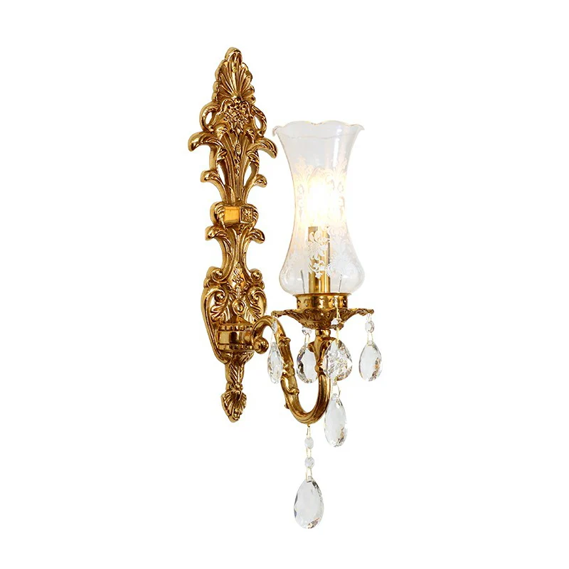 Applique murale en verre transparent et Bronze en forme de Vase, éclairage mural de Style rétro pour cristal K9 Clearhalo