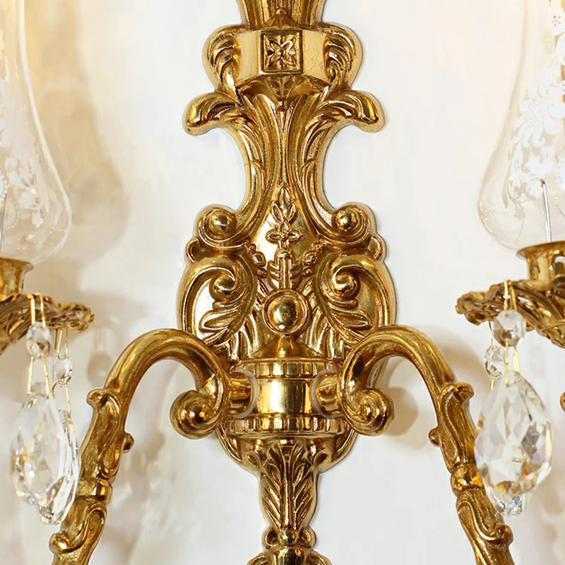 Applique murale en verre transparent et Bronze en forme de Vase, éclairage mural de Style rétro pour cristal K9 Clearhalo