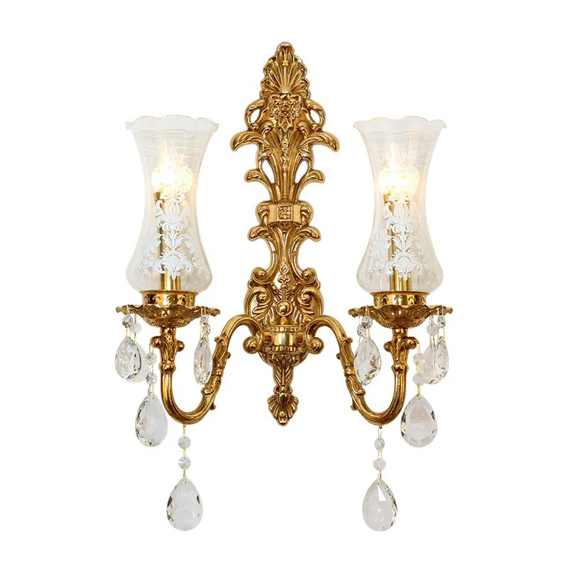 Applique murale en verre transparent et Bronze en forme de Vase, éclairage mural de Style rétro pour cristal K9 Clearhalo