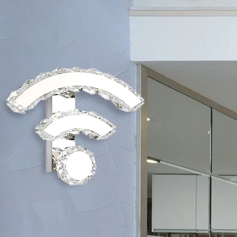 Applique murale Wifi modernisme K9 cristal LED noir, éclairage mural en lumière chaude/blanche Clearhalo