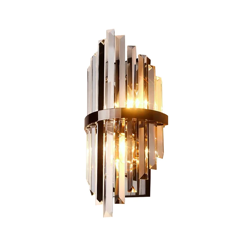 Applique à prisme en cristal clair, éclairage de Style moderniste, 1 lumière, finition noire, lampe murale pour chevet Cle...